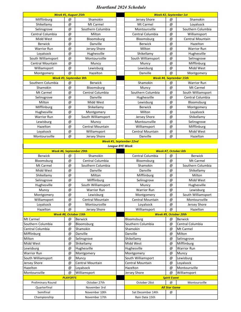 2024 Fall game schedule