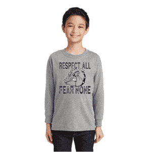 Image of youth model wearing gray berwick bulldogs t-shirt